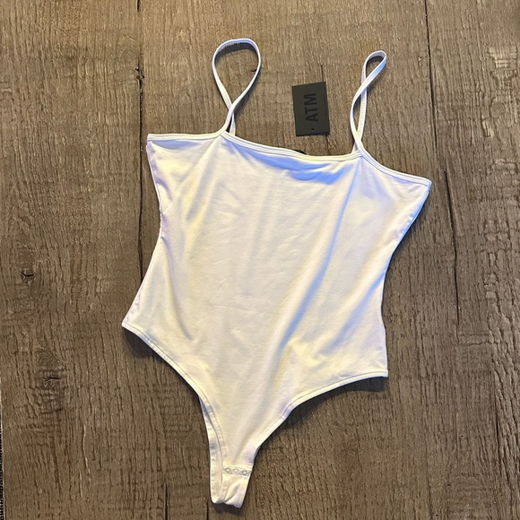 ATM Square Neck Bodysuit in White- XS,L - Picture 7 of 9
